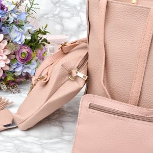 elegantný dámsky set kožených kabeliek v ružovej farbe